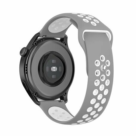 Sport Edition siliconen band - Grijs + wit - Huawei Watch GT 2 / GT 3 / GT 4 - 46mm
