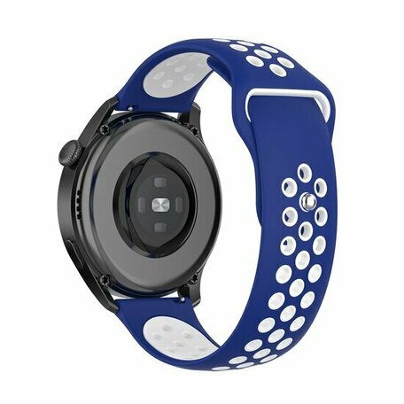 Sport Edition siliconen band - Blauw + wit - Huawei Watch GT 2 / GT 3 / GT 4 - 46mm