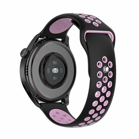 Sport Edition siliconen band - Zwart + roze - Huawei Watch GT 2 / GT 3 / GT 4 - 46mm