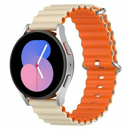 Ocean Style siliconen bandje - Beige / oranje - Huawei Watch GT 2 / GT 3 / GT 4 - 46mm