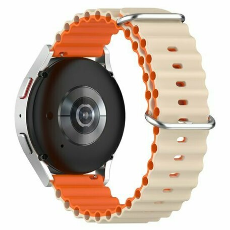 Ocean Style siliconen bandje - Beige / oranje - Huawei Watch GT 2 / GT 3 / GT 4 - 46mm
