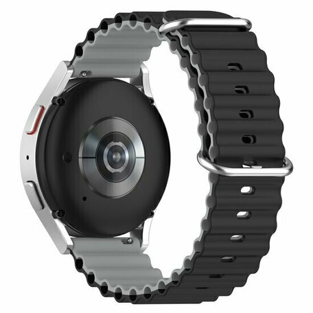 Ocean Style siliconen bandje - Zwart / grijs - Huawei Watch GT 2 / GT 3 / GT 4 - 46mm