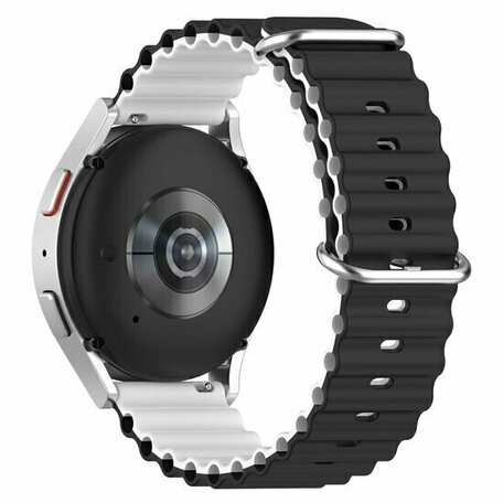 Ocean Style siliconen bandje - Zwart / wit - Huawei Watch GT 2 / GT 3 / GT 4 - 46mm