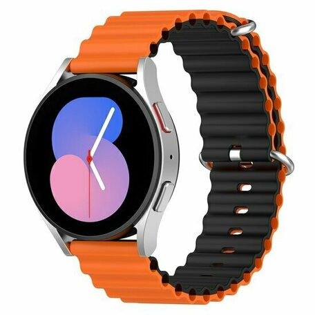 Ocean Style siliconen bandje - Oranje / zwart - Huawei Watch GT 2 / GT 3 / GT 4 - 46mm