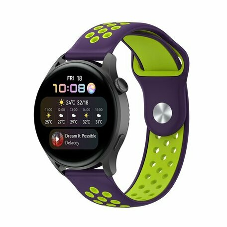Sport Edition siliconen band - Paars + groen - Huawei Watch GT 2 Pro / GT 3 Pro - 46mm