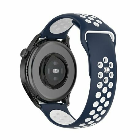 Sport Edition siliconen band - Donkerblauw + wit - Huawei Watch GT 2 Pro / GT 3 Pro - 46mm