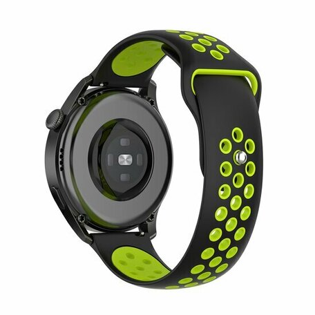 Sport Edition siliconen band - Zwart + groen - Huawei Watch GT 2 Pro / GT 3 Pro - 46mm