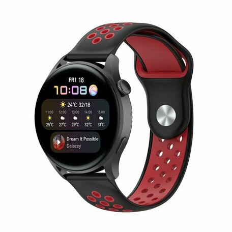 Sport Edition siliconen band - Zwart + rood - Huawei Watch GT 2 Pro / GT 3 Pro - 46mm