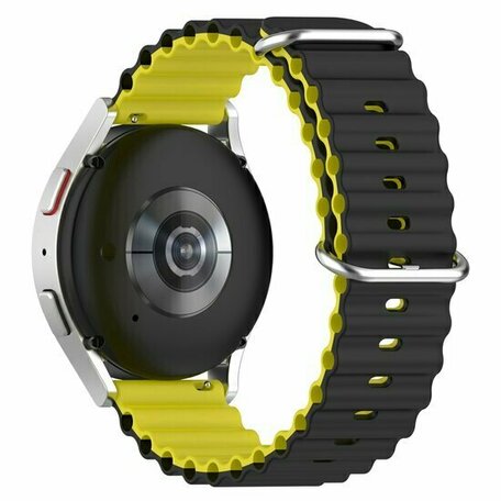 Ocean Style siliconen bandje - Zwart / geel - Huawei Watch GT 2 Pro / GT 3 Pro - 46mm