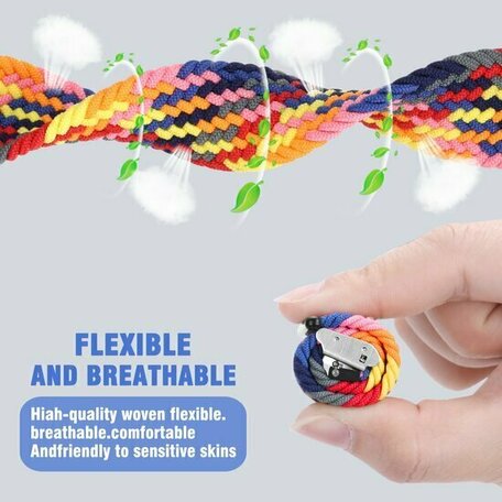 Braided nylon bandje - Rood / zwart - Huawei Watch GT 2 / GT 3 / GT 4 - 46mm