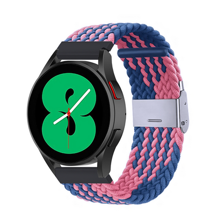 Braided nylon bandje - Blauw / roze - Huawei Watch GT 2 / GT 3 / GT 4 - 46mm