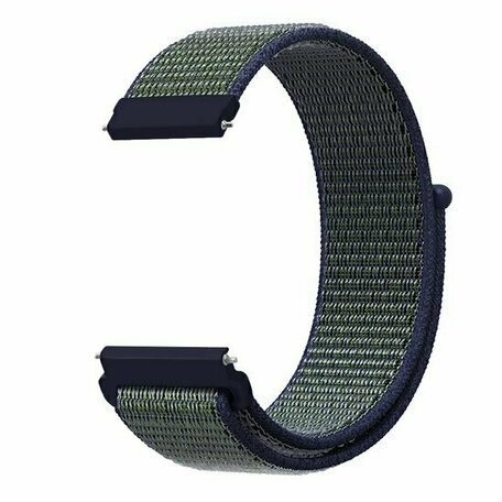 Sport Loop nylon bandje - Blauw met groene band - Huawei Watch GT 2 / GT 3 / GT 4 - 46mm