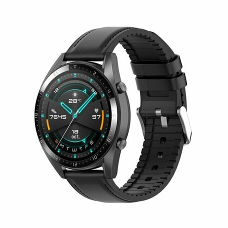 Huawei Watch GT 3 Pro - 43mm - Leer + siliconen bandje - Zwart