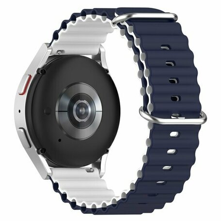 Ocean Style bandje - Donkerblauw / wit - Huawei Watch GT 2 & GT 3 - 42mm