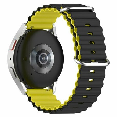 Ocean Style bandje - Zwart / geel - Huawei Watch GT 2 & GT 3 - 42mm