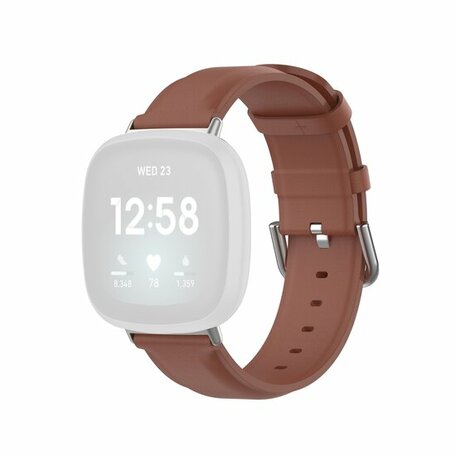 Fitbit Versa 3/4 & Sense 1/2 leren bandje - Bruin