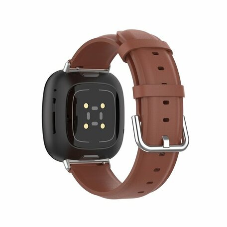 Fitbit Versa 3/4 & Sense 1/2 leren bandje - Bruin