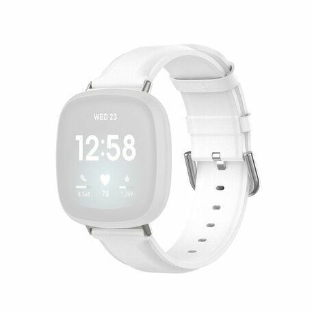 Fitbit Versa 3/4 & Sense 1/2 leren bandje - Wit