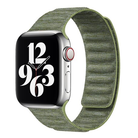 Denim nylon bandje - Groen - Geschikt voor Apple Watch 38mm / 40mm / 41mm