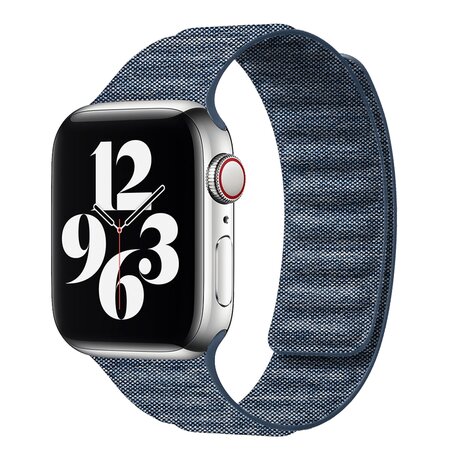 Denim nylon bandje - Donkerblauw - Geschikt voor Apple Watch 38mm / 40mm / 41mm