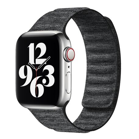 Denim nylon bandje - Zwart - Geschikt voor Apple Watch 38mm / 40mm / 41mm