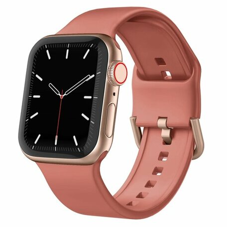 Soft siliconen bandje met gespsluiting - Donker koraal - Geschikt voor Apple Watch 42mm / 44mm / 45mm / 49mm