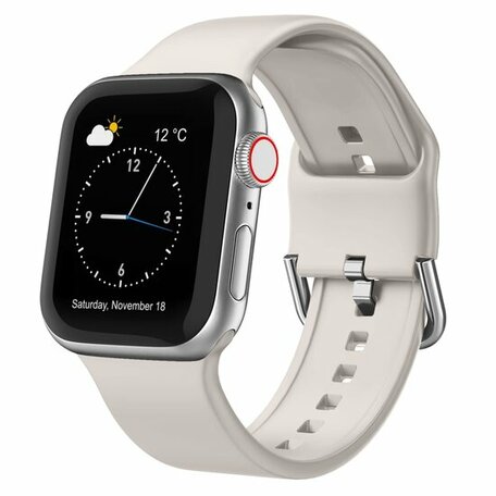 Soft siliconen bandje met gespsluiting - Sterrenlicht / starlight - Geschikt voor Apple Watch 42mm / 44mm / 45mm / 49mm