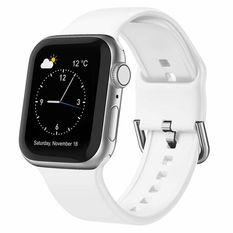 Soft siliconen bandje met gespsluiting - Wit - Geschikt voor Apple Watch 38mm / 40mm / 41mm