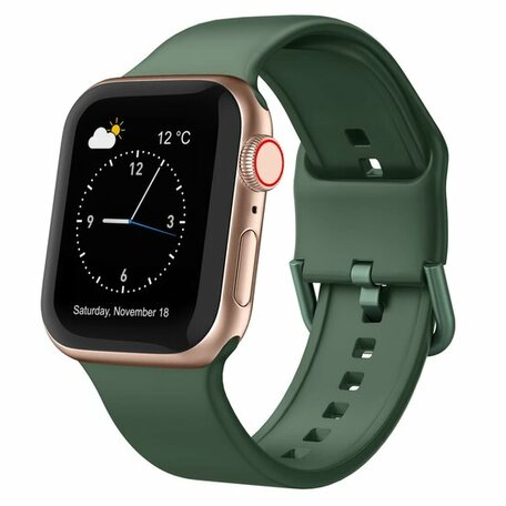 Soft siliconen bandje met gespsluiting - Dennengroen - Geschikt voor Apple Watch 38mm / 40mm / 41mm