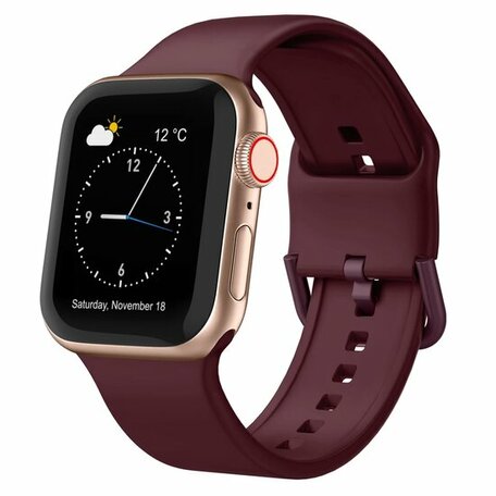 Soft siliconen bandje met gespsluiting - Bordeaux - Geschikt voor Apple Watch 38mm / 40mm / 41mm