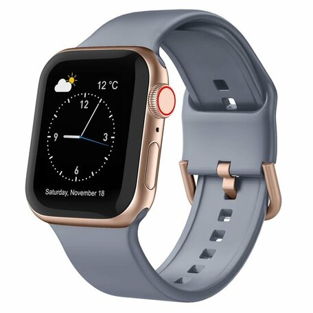 Soft siliconen bandje met gespsluiting - Blauwgrijs - Geschikt voor Apple Watch 38mm / 40mm / 41mm