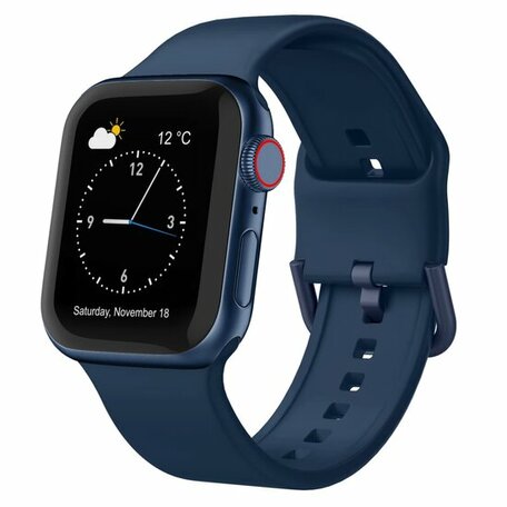 Soft siliconen bandje met gespsluiting - Donkerblauw - Geschikt voor Apple Watch 38mm / 40mm / 41mm