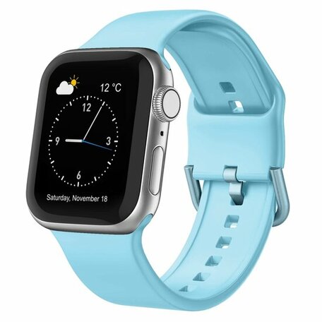 Soft siliconen bandje met gespsluiting - Lichtblauw - Geschikt voor Apple Watch 38mm / 40mm / 41mm