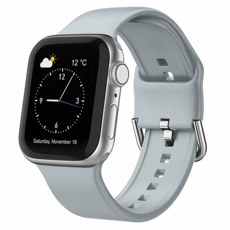 Soft siliconen bandje met gespsluiting - Grijs - Geschikt voor Apple Watch 38mm / 40mm / 41mm