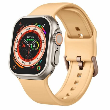 Soft siliconen bandje met gespsluiting - Donkergeel - Geschikt voor Apple Watch 38mm / 40mm / 41mm