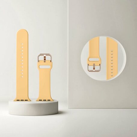 Soft siliconen bandje met gespsluiting - Donkergeel - Geschikt voor Apple Watch 38mm / 40mm / 41mm