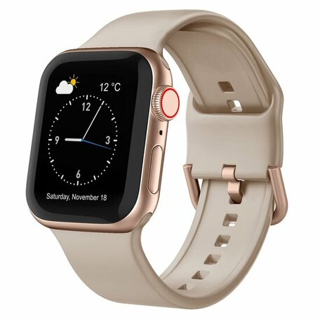 Soft siliconen bandje met gespsluiting - Cappuccino - Geschikt voor Apple Watch 38mm / 40mm / 41mm