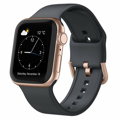 Soft siliconen bandje met gespsluiting - Donkergrijs - Geschikt voor Apple Watch 38mm / 40mm / 41mm