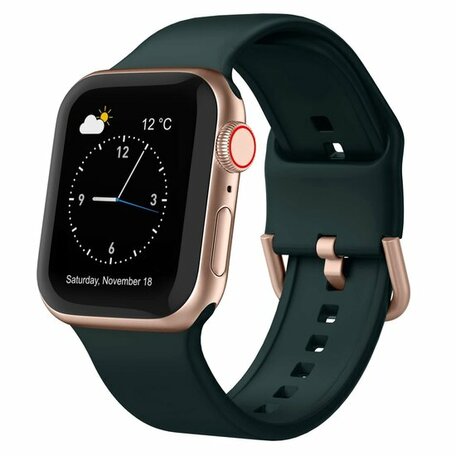 Soft siliconen bandje met gespsluiting - Donkergroen - Geschikt voor Apple Watch 38mm / 40mm / 41mm