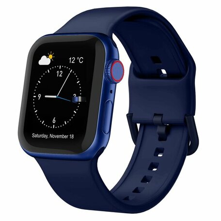 Soft siliconen bandje met gespsluiting - Nachtblauw - Geschikt voor Apple Watch 38mm / 40mm / 41mm