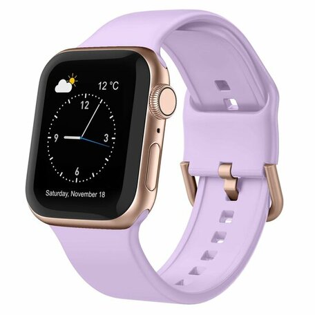 Soft siliconen bandje met gespsluiting - Lavendel - Geschikt voor Apple Watch 38mm / 40mm / 41mm