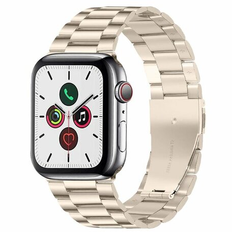 Stalen schakelband - Starlight / Sterrenlicht - Geschikt voor Apple watch 38mm / 40mm / 41mm