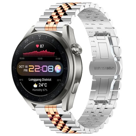 Stalen band - Zilver / rosé goud - Huawei Watch GT 2 Pro / GT 3 Pro - 46mm