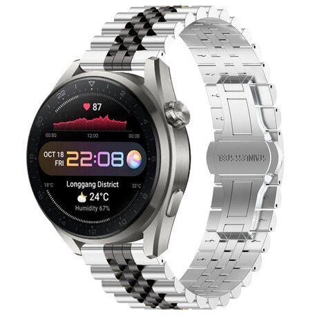 Stalen band - Zilver / zwart - Huawei Watch GT 2 & GT 3 - 42mm