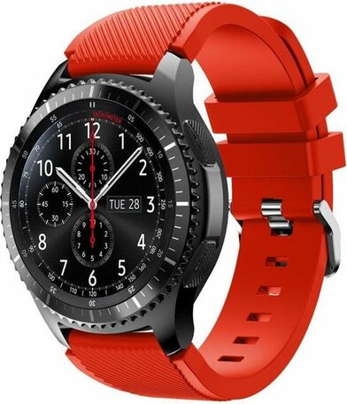 Siliconen sportbandje - Rood - Geschikt voor Samsung Galaxy Watch 3 (45mm) - Galaxy Watch 46mm - Samsung Gear S3 Classic & Frontier