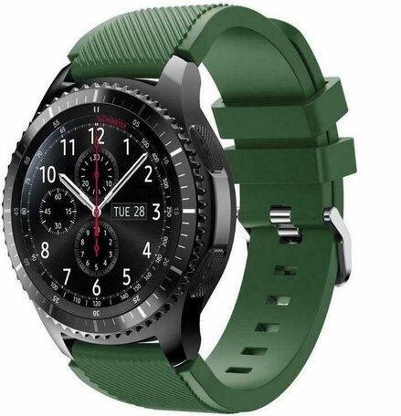 Siliconen sportbandje - Donkergroen - Geschikt voor Samsung Galaxy Watch 3 (45mm) - Galaxy Watch 46mm - Samsung Gear S3 Classic & Frontier