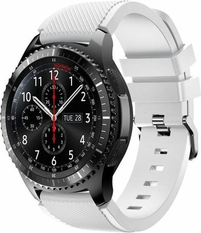 Siliconen sportbandje - Wit - Geschikt voor Samsung Galaxy Watch 3 (45mm) - Galaxy Watch 46mm - Samsung Gear S3 Classic & Frontier