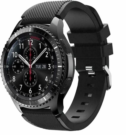 Siliconen sportbandje - Zwart - Geschikt voor Samsung Galaxy Watch 3 (45mm) - Galaxy Watch 46mm - Samsung Gear S3 Classic & Frontier