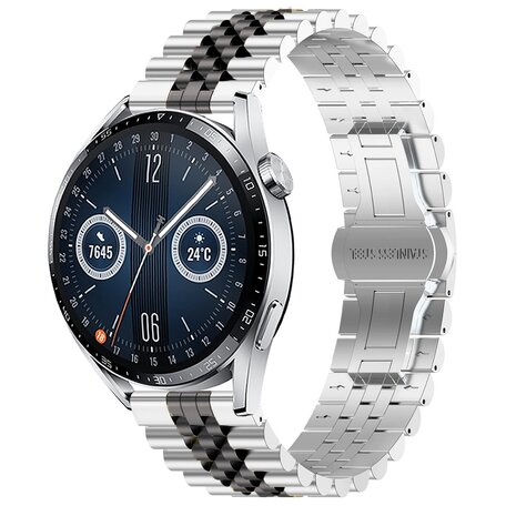 Stalen band - Zilver / zwart - Huawei Watch GT 2 / GT 3 / GT 4 - 46mm