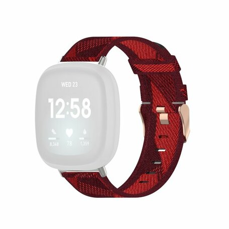 Fitbit Versa 3/4 & Sense 1/2 Canvas nylon bandje - Rood